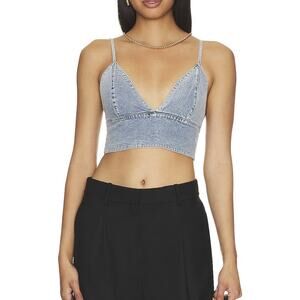 Alice + Olivia NWT Carli Blue Denim Bra Cropped Tank Top Blouse Size 10